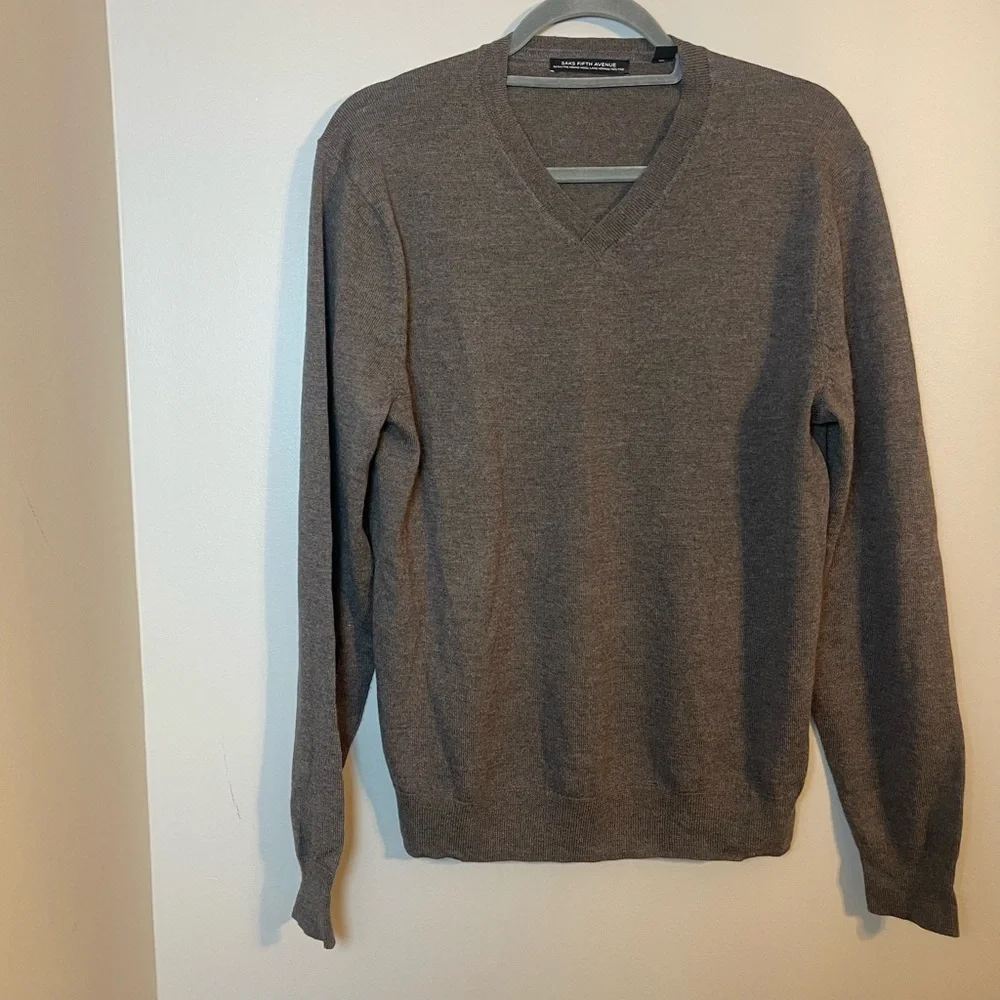 Saks Fifth Avenue Charcoal V-Neck Sweater